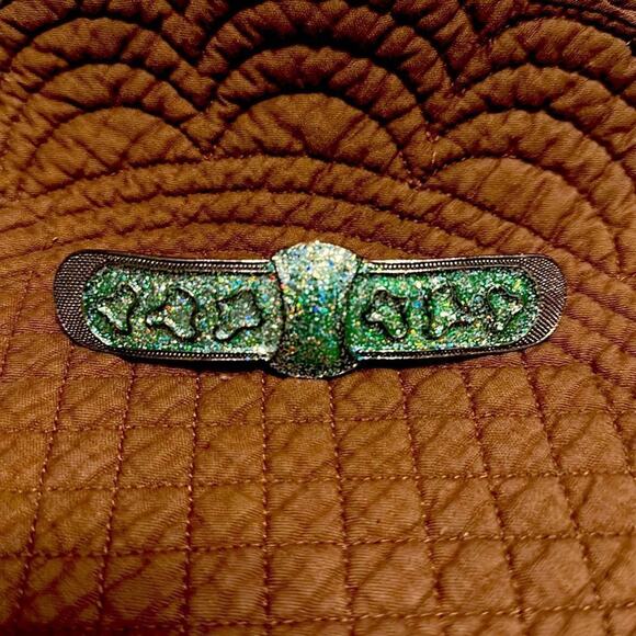 Vintage NATIVE AMERICAN NAVAJO STERLING SILVER Barette Turquoise Sparkle - Picture 2 of 9